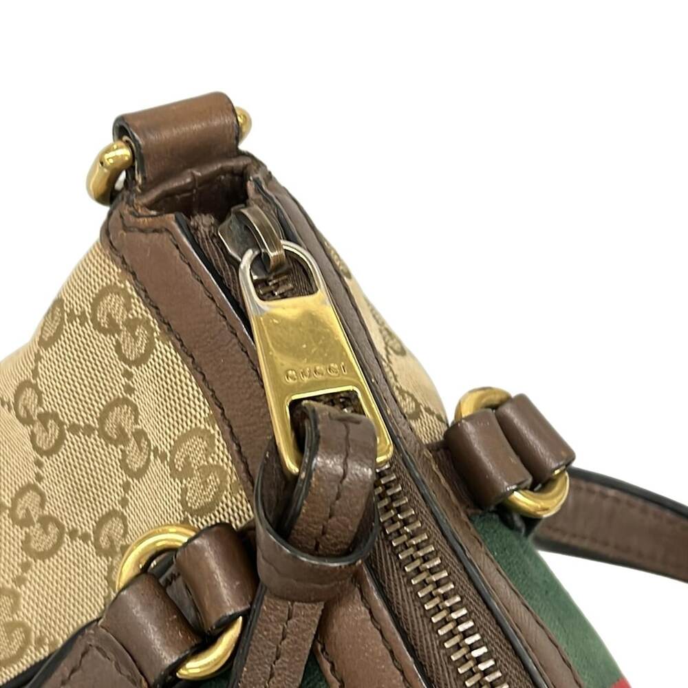 Gucci GG/Sherry Handbag 353114 Beige Dark Brown Multi Jacquard Leather - Picture 12 of 15